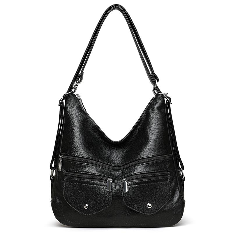 Women's PU Shoulder Bag Middle-aged Mother Bag Crossbody Bag Multifunctional Backpack