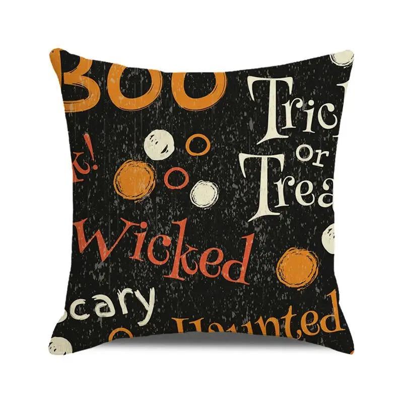 Halloween Decorative Cushion Cover Pumpkin Bat Wizard Ghost Pillowcase Suitable for Home Living Room Sofa Room Decoration