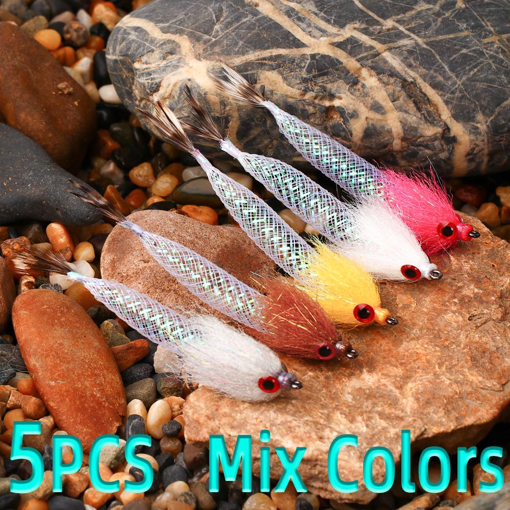 

5 шт./кор. быстро тонущий Mylor Flash Tube Streamer Fly легкий большой объем 5 цветов в наличии форель окунь щука рыболовная приманка приманка