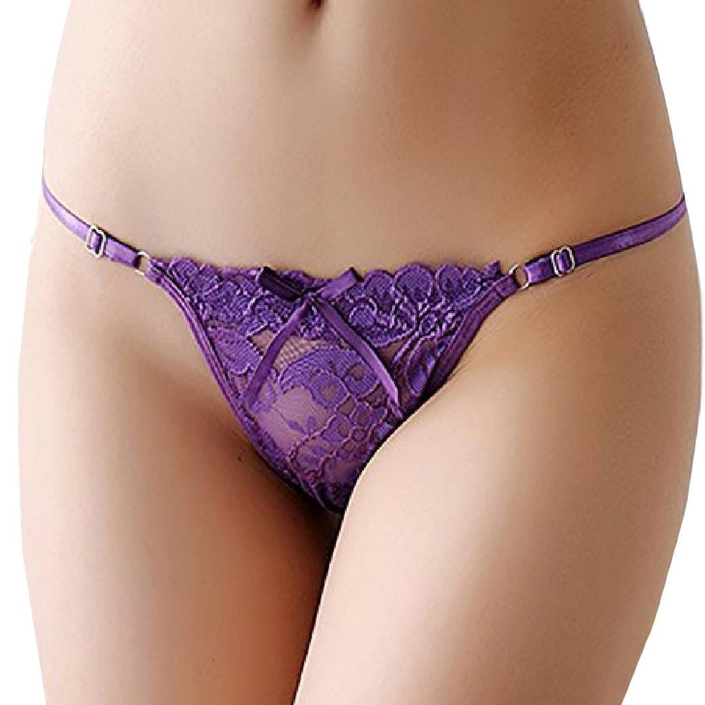 BUZZxSELECTION Sexy Stylish and Cute Lace and Ribbon TV001 Women's T-Back Underwear, Panties, Design, (07.Purple)