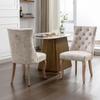 Chaise de salle à manger - MUVOE - Velours beige clair - Lot de 2 - Structure en bois massif - 4 places