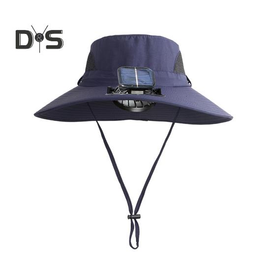 Outdoor Wide Brim Sun Hat with Solar Powered Fan Hat Breathable Mesh Design UV Protection Kids Boys Hat
