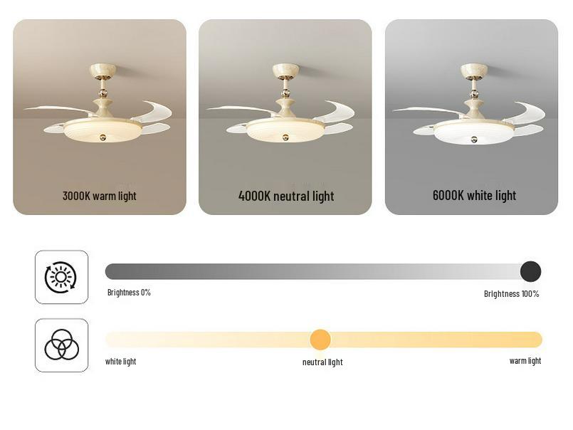 Modern Minimalist Silent Ceiling Fan with Light - High Airflow for Living Room, Dining Room, and Bedroom