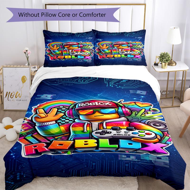 Roblox Bettwäsche-Set Atmungsaktive Bettbezüge mit Kissenbezügen Dekorative Bettwäsche für Schlafzimmer Heimdekoration Geburtstagsgeschenk