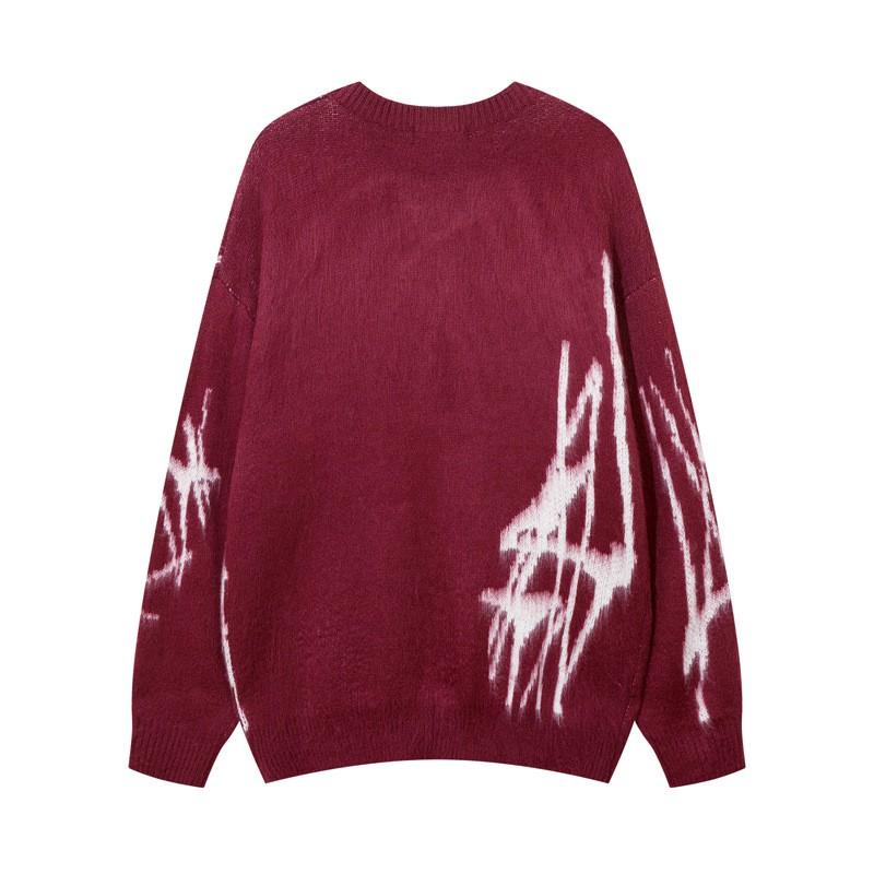 Unisex Oversized Knit Sweater With Graphic Jacquard Casual Streetwear Pullover Winter