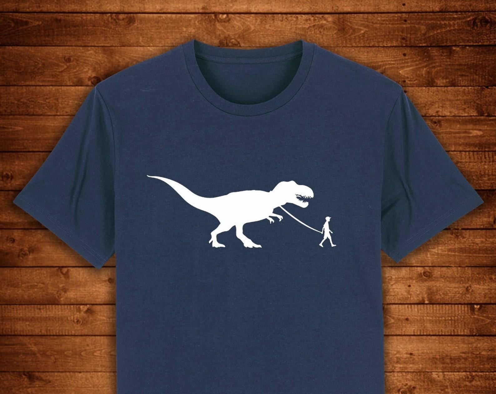 Banksy Graffiti Boy and Dinosaur on a Leash / T shirt Unique Design Street Wear Art Urban Graphic Tees Top L