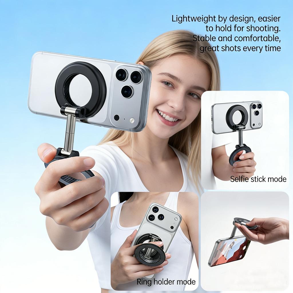 2027 K008 Double-Sided Magnetic Foldable Phone Holder – N52 Magnet 360° Rotatable, Dual Grip for Metal ABS Material