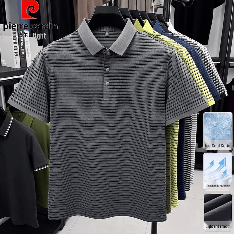 

Pierre Cardin Men s Striped Short Sleeve Polo Shirt 115/XL