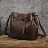 Johnature Retro Bucket Bag Handmade Genuine Leather Large Capacity Versatile Women's Shoulder Bag