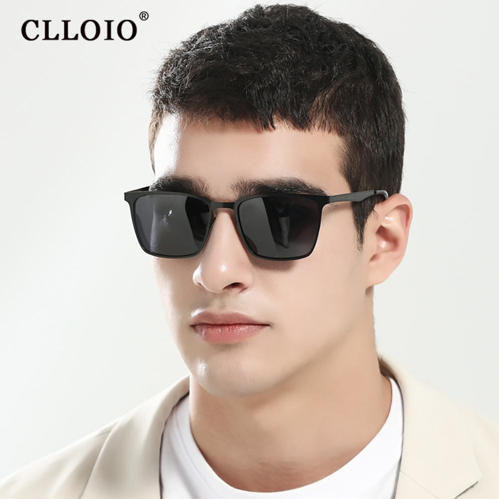 CLLOIO Quadratische photochrome polarisierte Sonnenbrille für Männer und Frauen, Mode, Reisen, Autofahren, blendfreie Sonnenbrille, männlich, Oculos de Sol