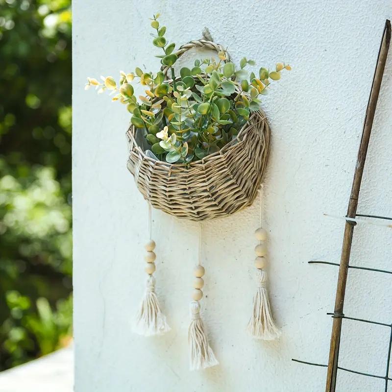 Handmade Rattan Flower Basket Series Wall Mounted Rattan Flower Basket Outdoor Garden Decoration Mounted Flower Pot Wall