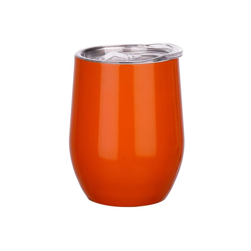 304 Stainless Steel Double-Layer Vacuum Insulated 12oz Egg-Shaped Cup, Portable U-Shaped Design with Heat Sublimation Spray.