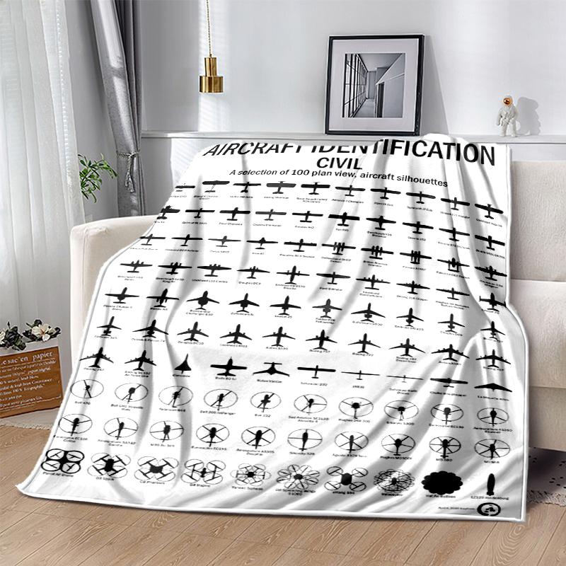 Flaneldecke mit Flugzeugmotiv, Weich, Warm, Ganzjahres-Überwurf, Design für Camping, Autoreisen, Wandern, Sofa, Bett, Büro, Perfektes Geschenk für Partys