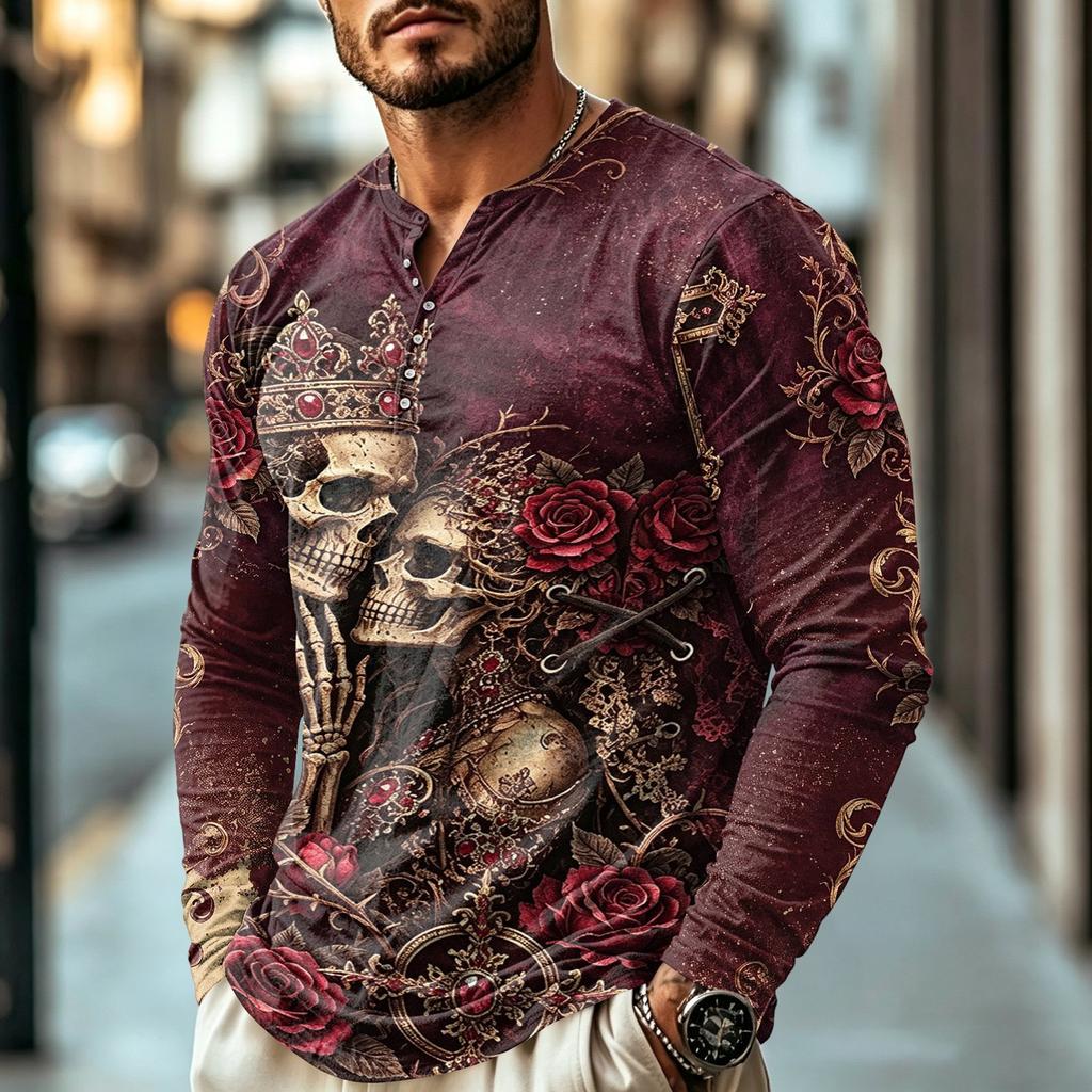 Men's Long Sleeve Shirt - Casual Vintage for Everyday Wear