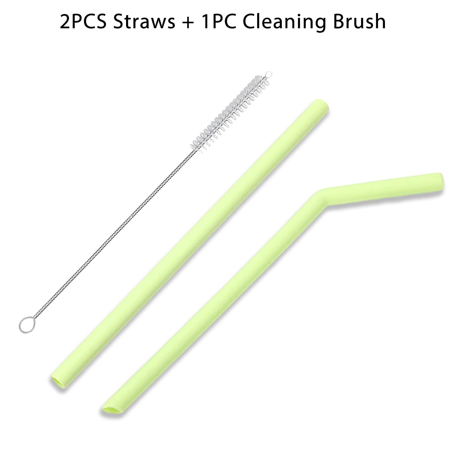 

Reusable Silicone Straws Set with Cleaning Brushes, for Water, Milk, Juices, Smoothies, Flexible Portable, Straight, Bent Straws