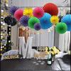 12 Pieces Colourful Hanging Paper Fan Decoration, Round Pattern Paper Garland Set for Party Birthday Wedding Accessories