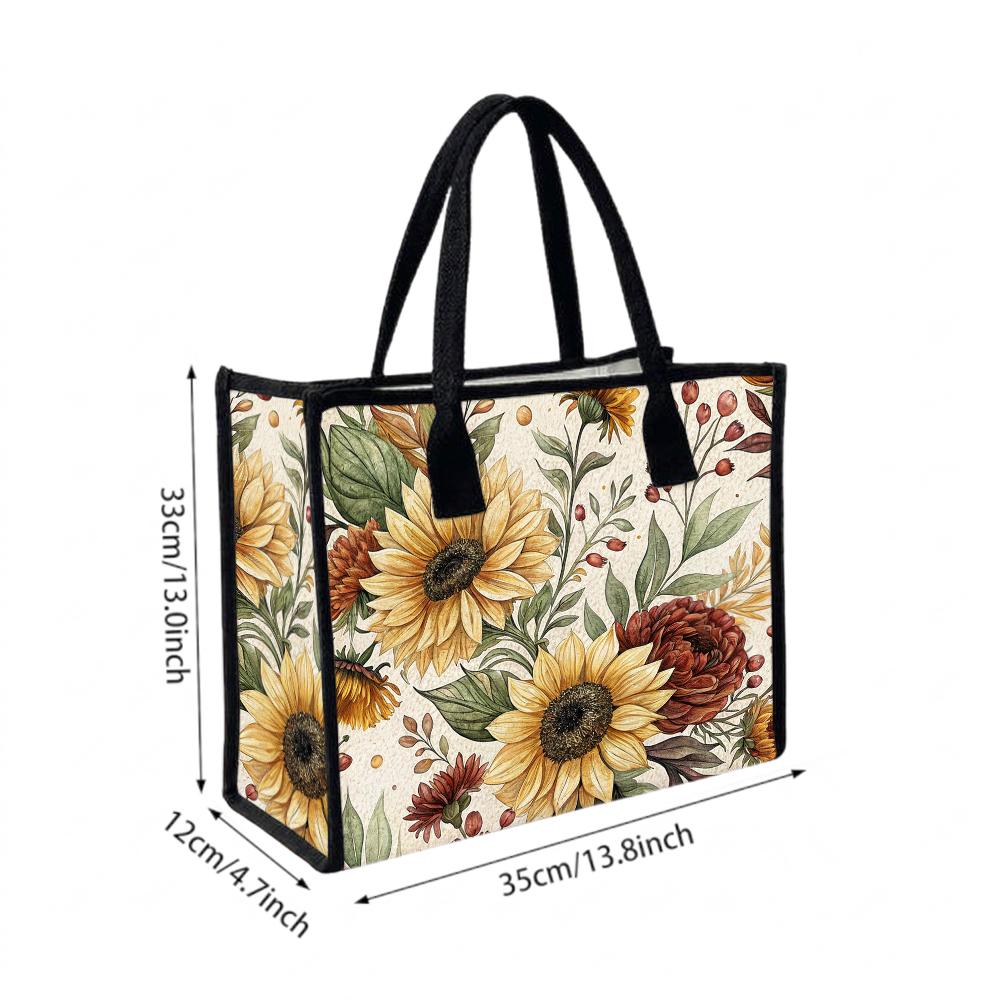 Vintage Sunflower Floral Tote Bag