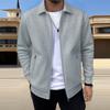 Men's Casual Oversized Solid-Color Pocket Zipper Long-Sleeve Jacket