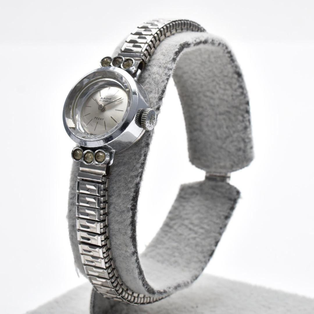 Used Good Condition RADO Ladies Watch Peony Manual Winding with Stone Cut Glass