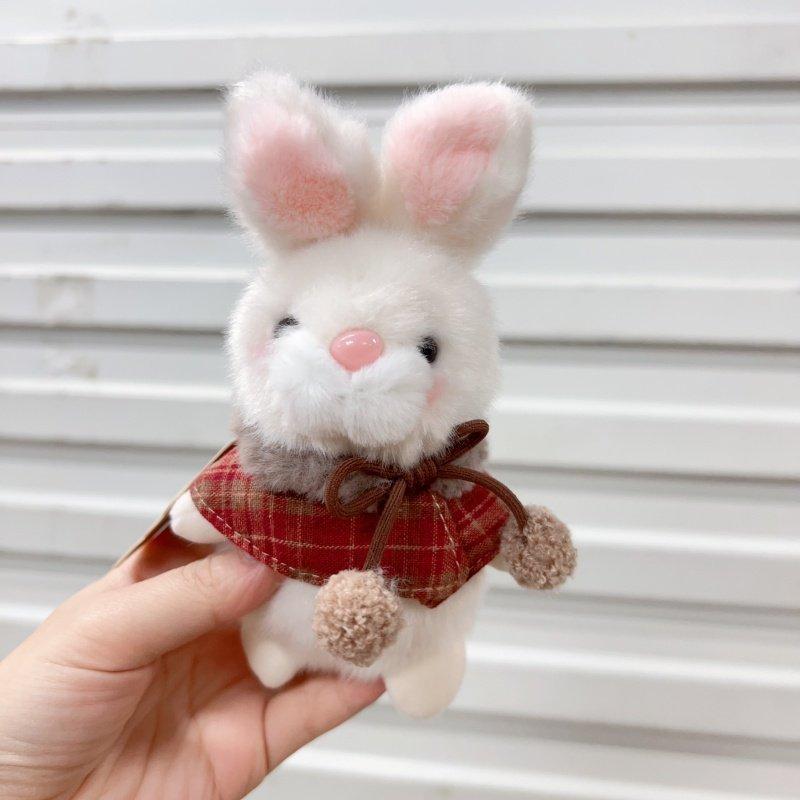 Plush Rabbit Keychain With Scheckered Cloak Decor For Kids And Adults Gift