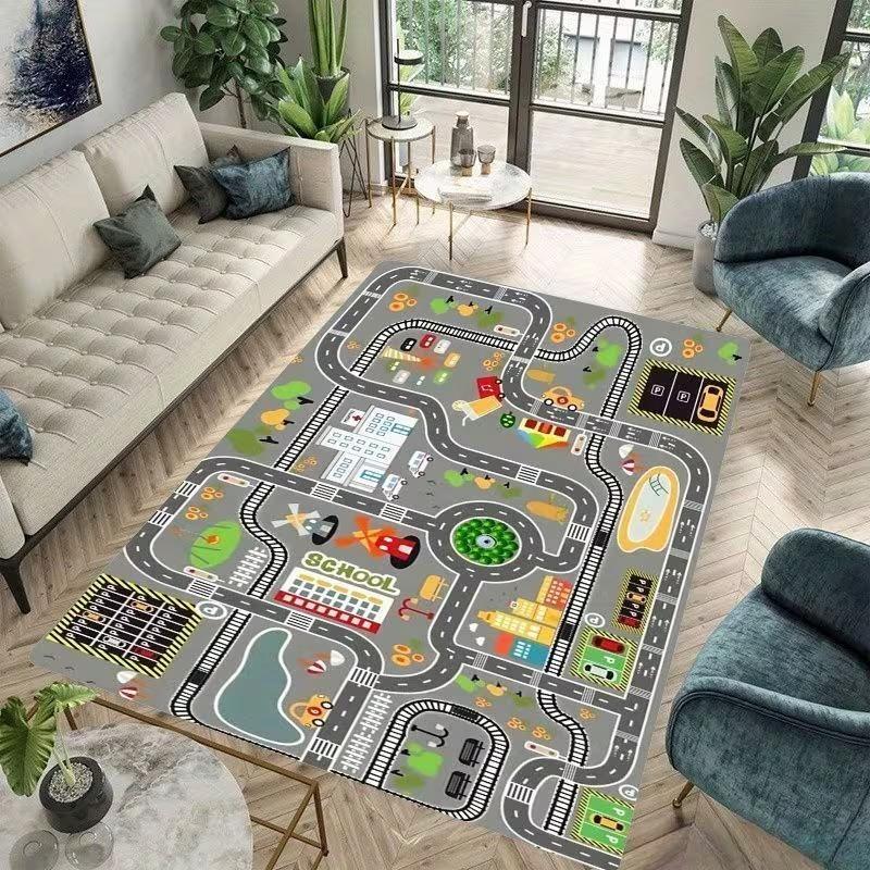 Kid's Play Mat City Traffic Road Map Mat Carpet City Car Parking Lot Roadmap Traffic Signs Baby Climbing Playing Mat Game