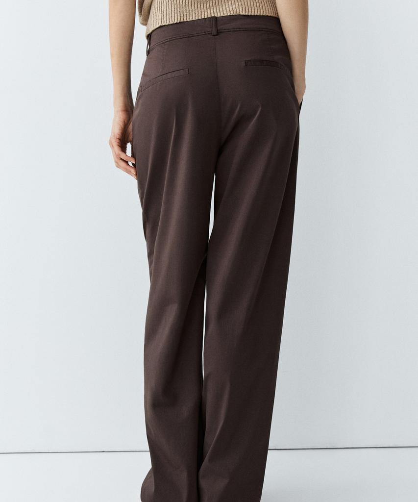 Masimodutti Cotton Poplin Blend Tuck Pants