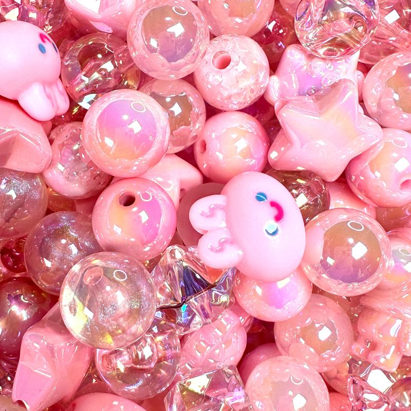 

Смешанные самодельные бусины — детали могут отличаться 150 ml вишневый розовый