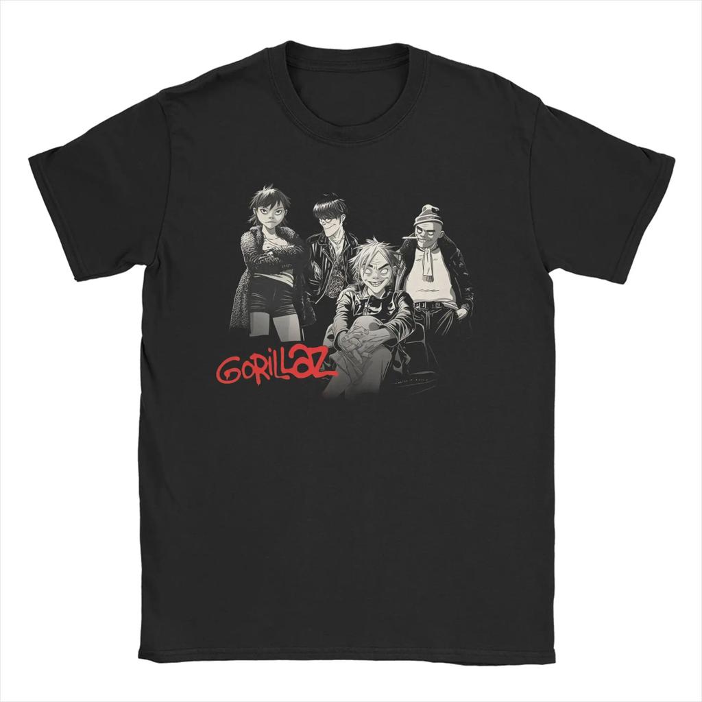 Punk Music Band Gorillazed T Shirt for Unisex Women Pure Cotton Vintage TShirt Round Neck Tee Shirt Short Sleeve Clothes Graphic