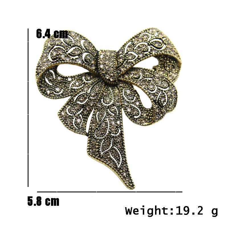Black Rhinestone Big Bow Brooch, Vintage Personality Brooch, Coat Sweater Decoration Chest Flower For Women