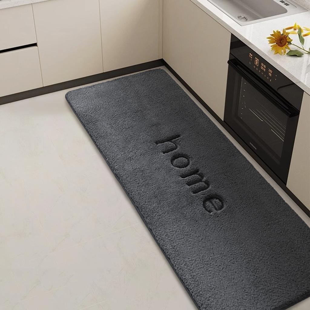 Long Flannel Kitchen Floor Mats Water and Oil Absorption Soft Mats Household Non-slip Mats Bathroom Mats Door Mats