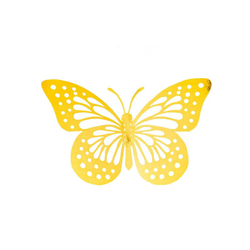 3D Imitation Metal Butterfly Wall Decor Stickers - Hollow Design for Living Room