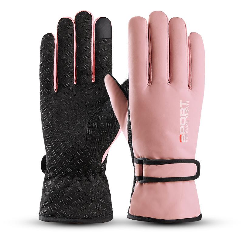 Winter Outdoor Cycling Gloves for Women Plus Velvet Thickened Warm Waterproof Windproof Touch Screen Ski Sports Gloves