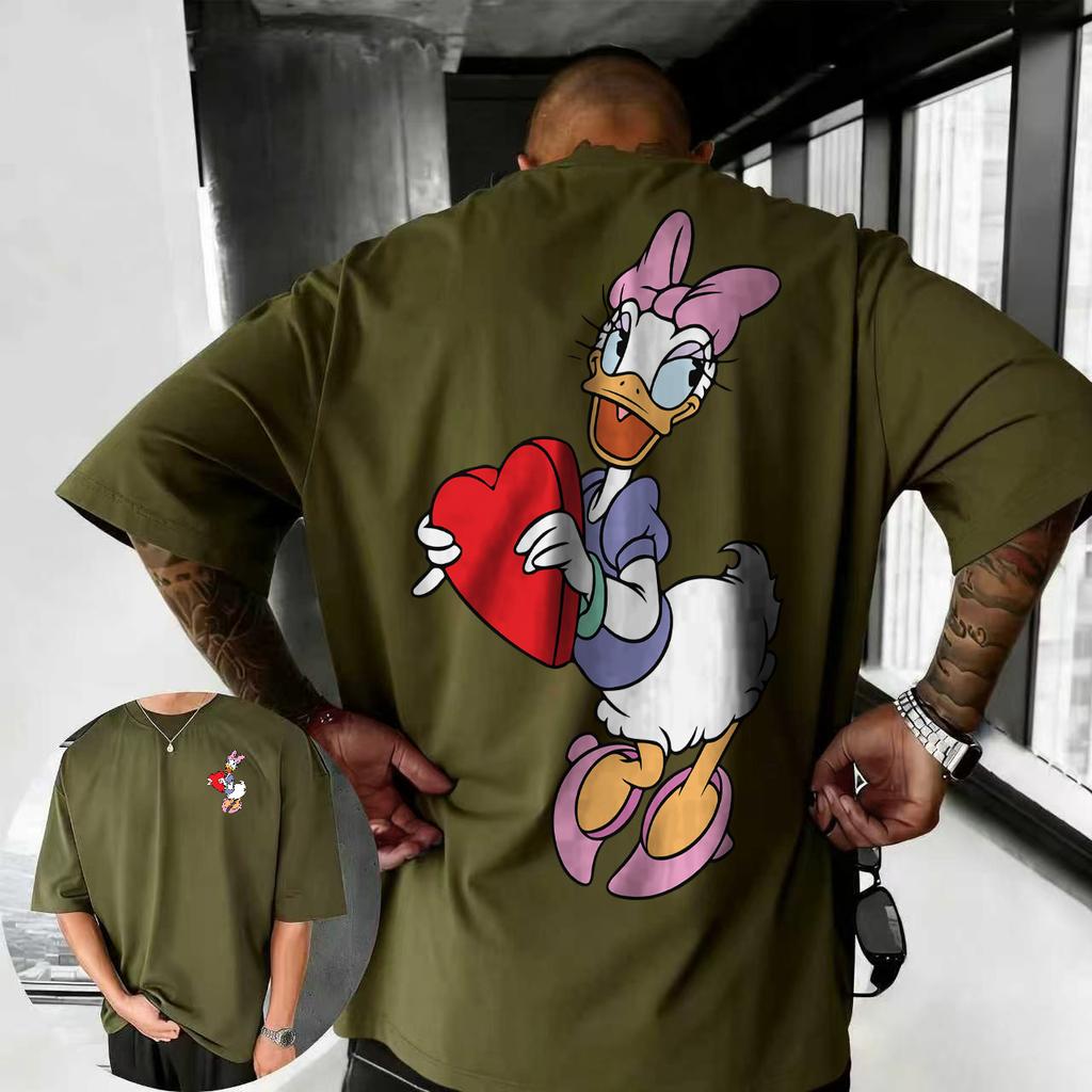 2026 Léto Disney Daisy Tričko Pánské Street Fashion 100% Čistá Bavlna Krátký Rukáv Ležérní Volný Prodyšný Vrchní Díl