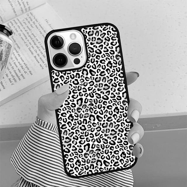 Black and White Leopard Texture Phone Case For iPhone 17 Air 16 15 14 plus 12 13 Pro max Shell Cover coque