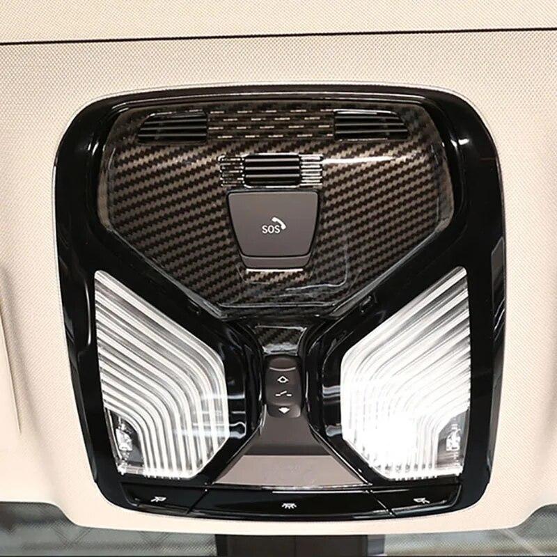 Carbon Fiber ABS Auto Roof Reading Lamp Light Panel Trim Cover Sticker For BMW X5 G05 X7 G07 2018- Car Interior  Accessories