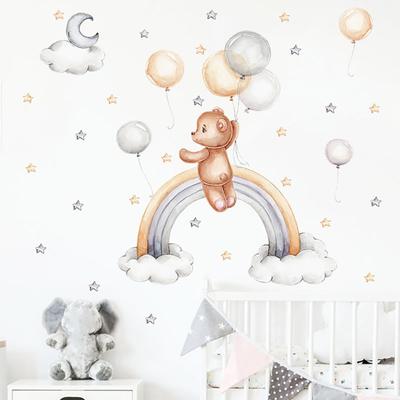 Bear Pattern Wall Stickers Tear-resistant PVC Children Room Wall Decal Sticker Home Decor