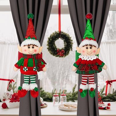 Ganchos de Cortina de Elfo Decorações de Natal para Janela de Casa Decoração de Festa