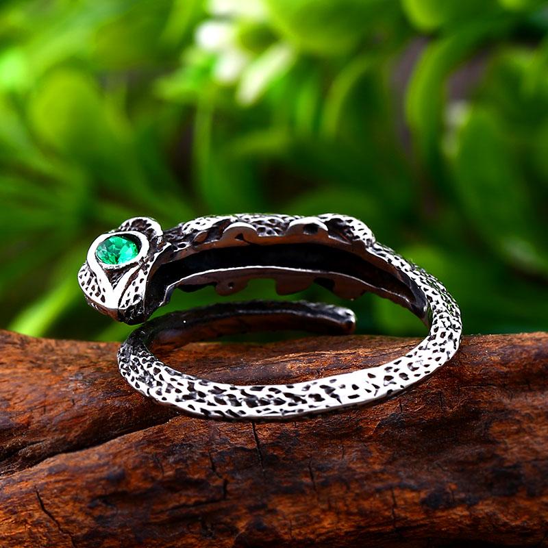 BEIER 316L stainless steel Vintage Green stone Eye Lizard Men's Ring Classic Animal High Quality Jewellery LLBR8-700R