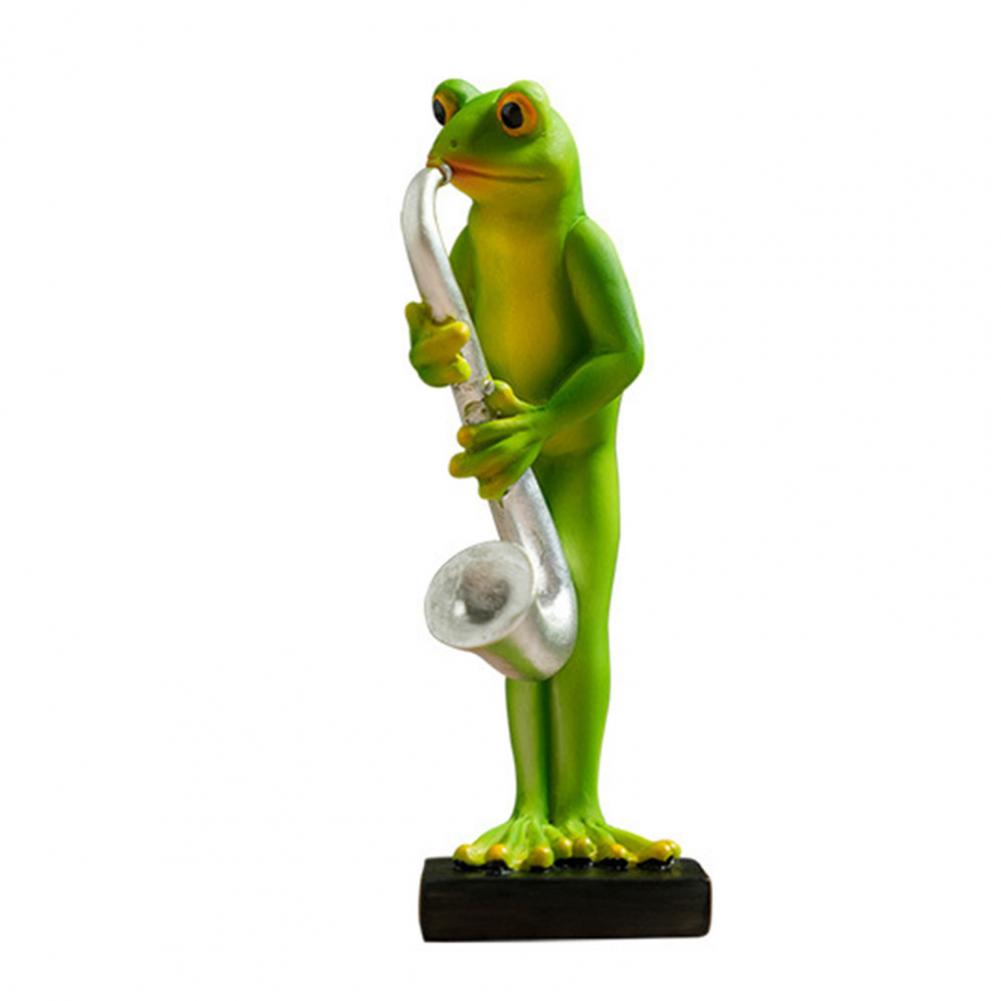Garden Frog Ornament Outdoor Frog Decoration Resin Musical Instrument Frog Figurine Sculpture for Indoor Outdoor Garden Decor