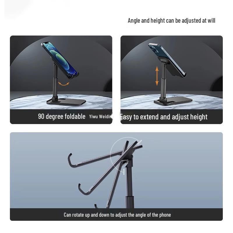 Adjustable Aluminum Phone & Tablet Holder with Weighted Base and Foldable Design