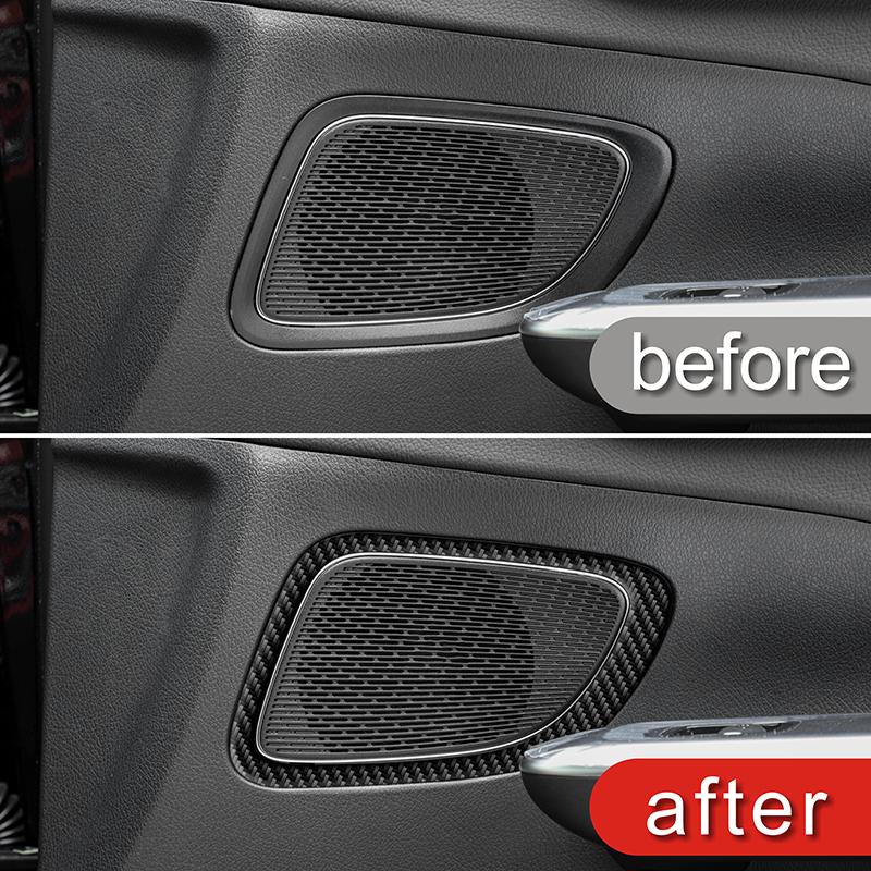 Car Accessories Inner Door Stereo Audio Speaker Panel Frame Stickers Carbon Fiber Trim For Mercedes Benz C Class W206