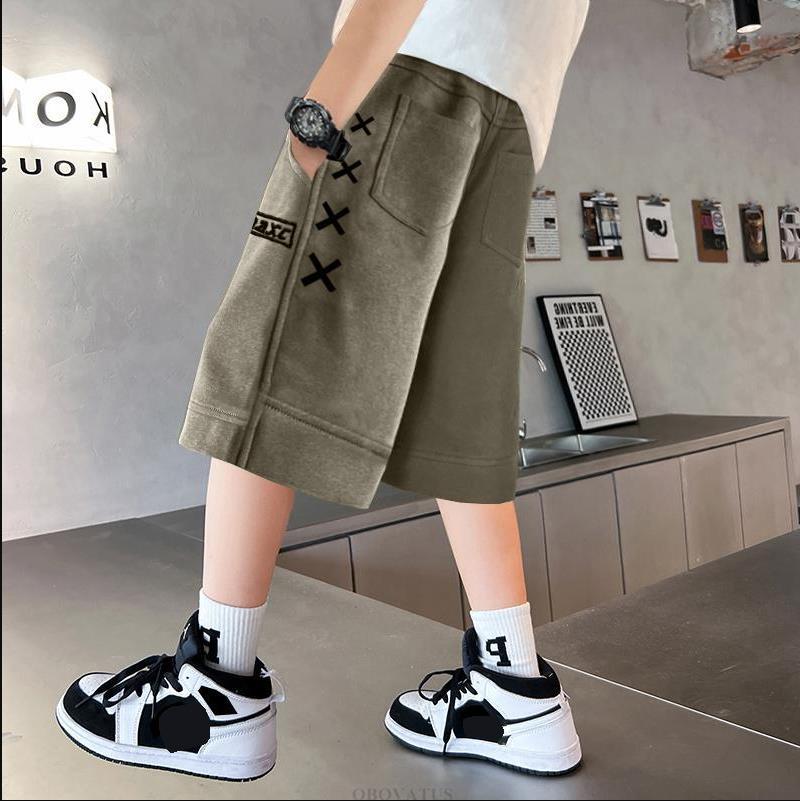 Chłopięce Letnie Spodenki Capris Bawełniane Dziecięce Luźne Casualowy Styl Sportowe Krótkie Spodnie dla Nastolatka