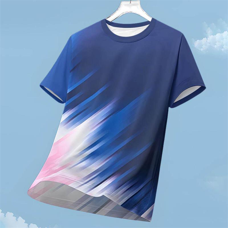 Men's Running T Shirt Outdoor Short Sleeve Cooling T-Shirt Quick-Dry Breathable Badminton Sprotswear Fitness Tops Men's Clothing