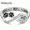 WOSIKATE Creative Puppy Paw Print Ring For Women CopperPlated Exquisite Heart-Shaped Cat Paw Finger Ring Fashion Jewellery