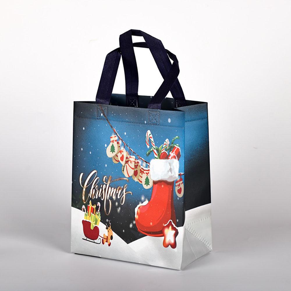 Non-Woven Tote Bag Non-Woven Snowman Gift Holder Cartoon Santa Bag Printed Christmas Packaging Bag For Christmas Eve Family