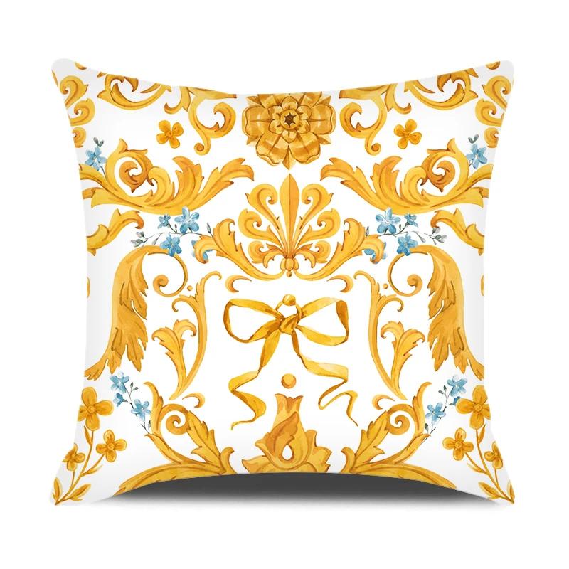 European Style Home Decorative Cushion Cover 18X18 Inches Geometric Printed Throw Pillowcase Baroque Decor Pillow Cover For Sofa