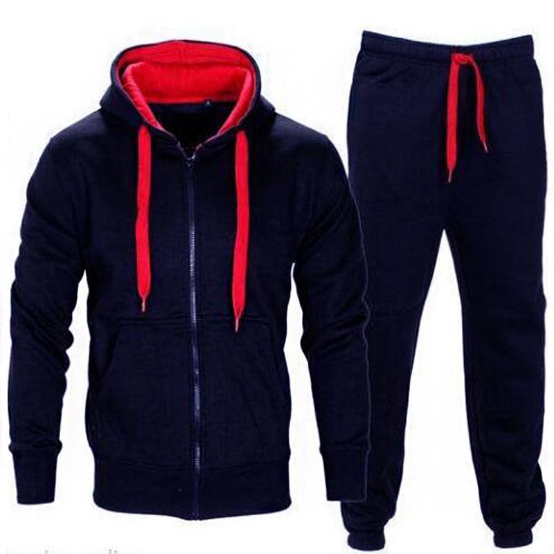 Men's Sportswear with Hooded Top and Hooded Sweatshirt At The Bottom Jogger's Gym