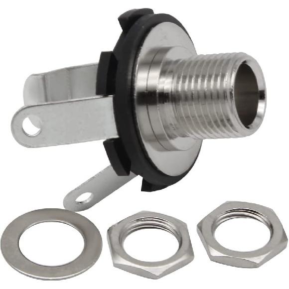 FLEOR Electric Guitar Jack 6.35mm 1/4" Mono Jack Copper Input/Output Socket with Nut Washer