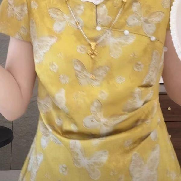 Summer summer butterfly print with short-sleeved shirt women's top, beautiful and thin top