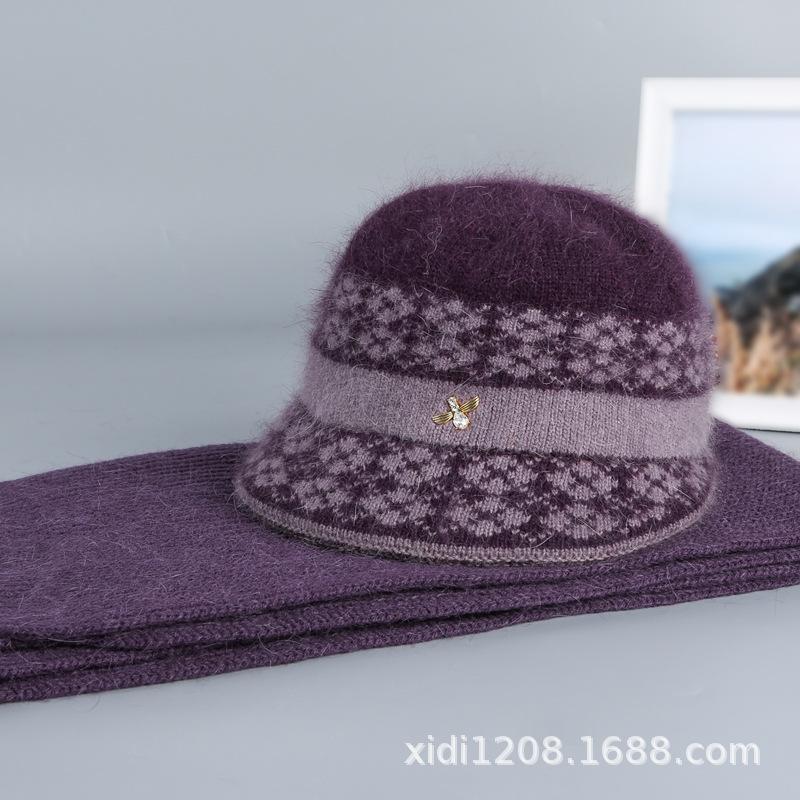 Hat Granny Sky Plush Rabbit Wool Hat Old Lady Mom Knitted Warm Fashion Hat